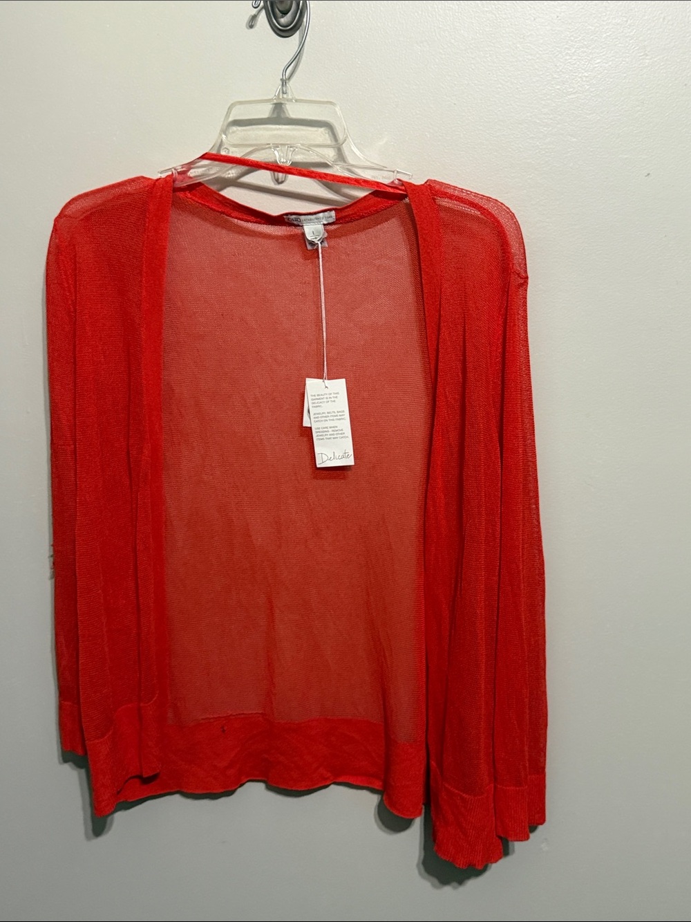 Cato Vibrant Orange Sheer Open Cardigan